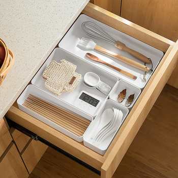 Drawer storage box kitchen partition chopsticks knife and fork tableware organizing box office stationery cosmetics Desktop Storage
