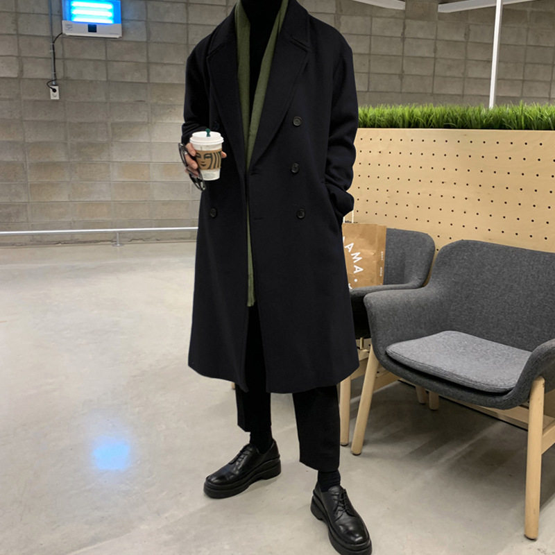Mens Fashion Wool Blend Overcoat Mid Length Stylish Versatile Available in Various Thicknesses Winter Outerwear
