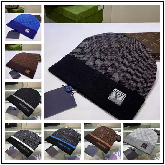 New Plaid Woolen Hat, Popular in Europe and America, Cross-Border Knitted Hat, Trendy Brand for Couples, High-Quality, Warm and Fashionable Hat