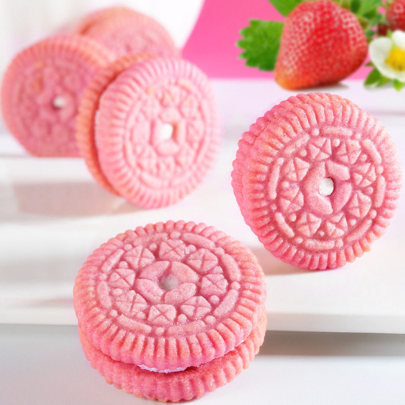 Sakura Strawberry Flavored Sandwich Biscuits, Popular Snacks, Individually Packaged, Whole Box, Wholesale Factory Delivery