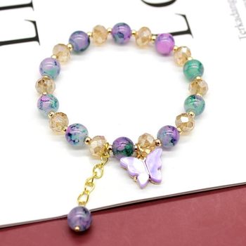 Cross-border Fashion Multi-color Butterfly Bracelet Female Mori Student Crystal Bracelet Korean Niche Jewelry Live Supply