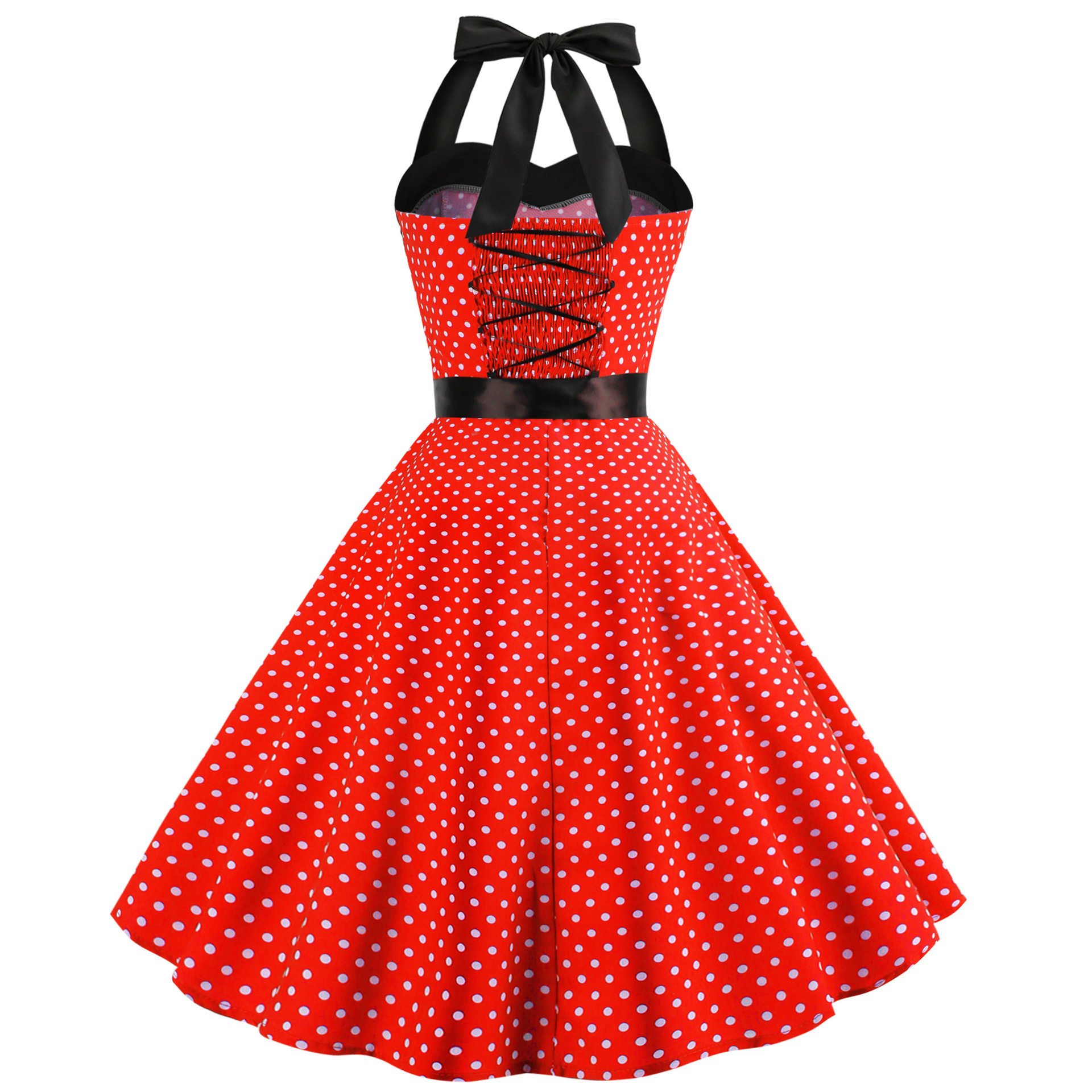 Polka Dot Maxi Dress Strapless Fitted Waist Vintage Style Perfect for Parties and Events Wholesale Available