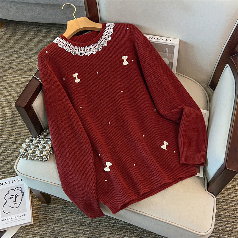 300斤特大码新年红色毛衣上衣女秋冬款胖mm200内搭显瘦打底针织衫,淘宝优惠券,粉丝福利购,淘宝优惠卷