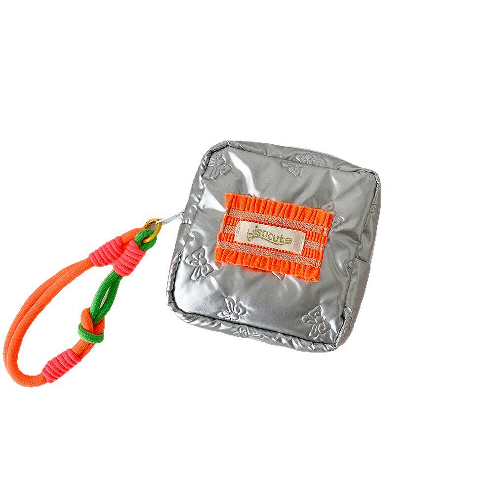 New Silver Small Square Bag, Portable Cosmetics Storage Bag, Inner Bag, Travel Storage Bag, Menstrual Bag