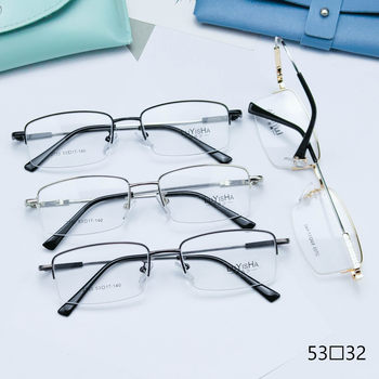 Glasses shop fast selling memory alloy business glasses frame wholesale square comfortable men's half frame brushed myopia frame
