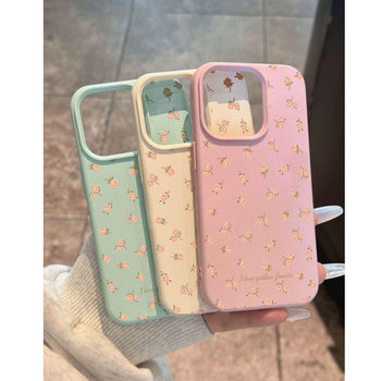 Small Floral Leather Texture Suitable for Apple 17 Phone Case, Full Coverage 15 Silicone iPhone 16 Large Hole Anti-Drop 13 Female 14