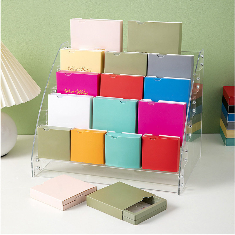 Cardboard Envelope Jewelry Box Waistband Floating Box Trendy In-Stock Jewelry Single Pink Paper Gray Cardboard Packaging Box