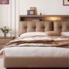 Multifunctional Leather Bed Italian Soft-Packed Double Bed Modern Simple Master Bedroom Large Bed Wedding Bed Rental Room Storage Bed