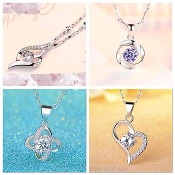 Pendant Necklace Wholesale Siye Grass Eternal Blue Diamond Rose Love Angel Wings Cupid's