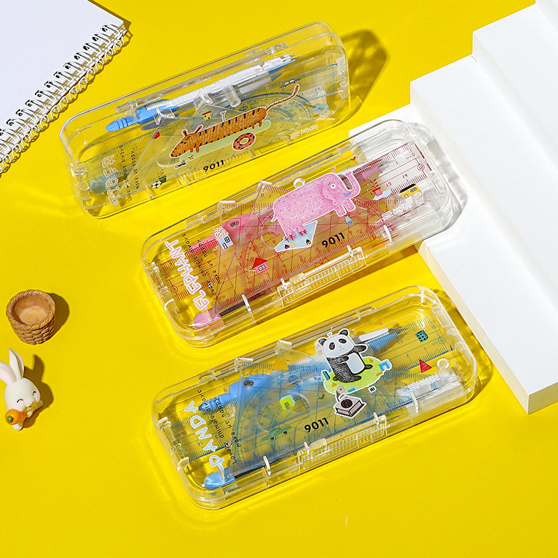 Student drawing set drawing geometry compasses ruler set triangle ruler ruler protractor multi-function ruler