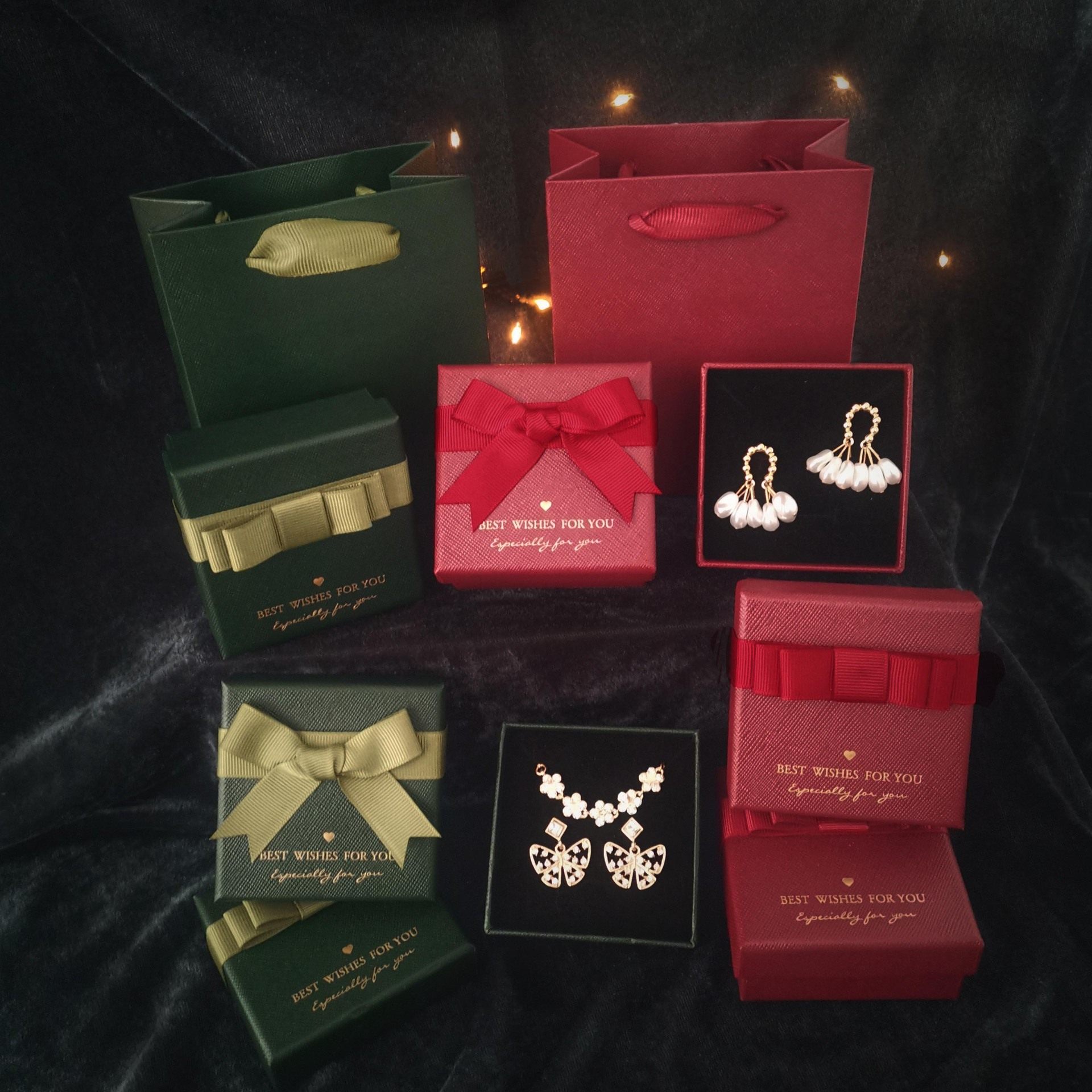 Bow jewelry box jewelry packaging box ring box earring box bracelet necklace box spot wholesale