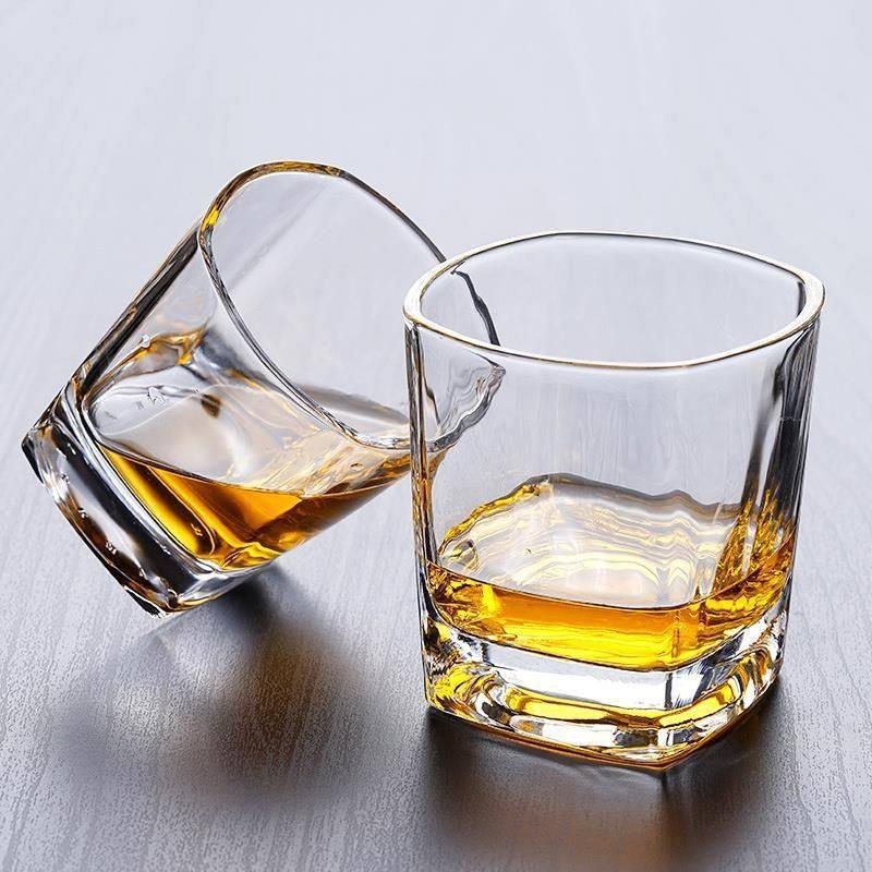 Thickened Whiskey Glass Household Crystal Glass Wine Glass Square Cup Only Set Factory Supply Chain Wholesale