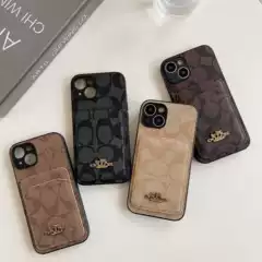 Trendy Brand Card Holder Phone Case for iPhone 17 Pro Max, Luxury Phone Case with Full Coverage and Soft Edges, Suitable for 13
