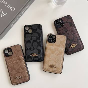 Trendy Brand Card Holder Phone Case for iPhone 17 Pro Max, Luxury Phone Case with Full Coverage and Soft Edges, Suitable for 13