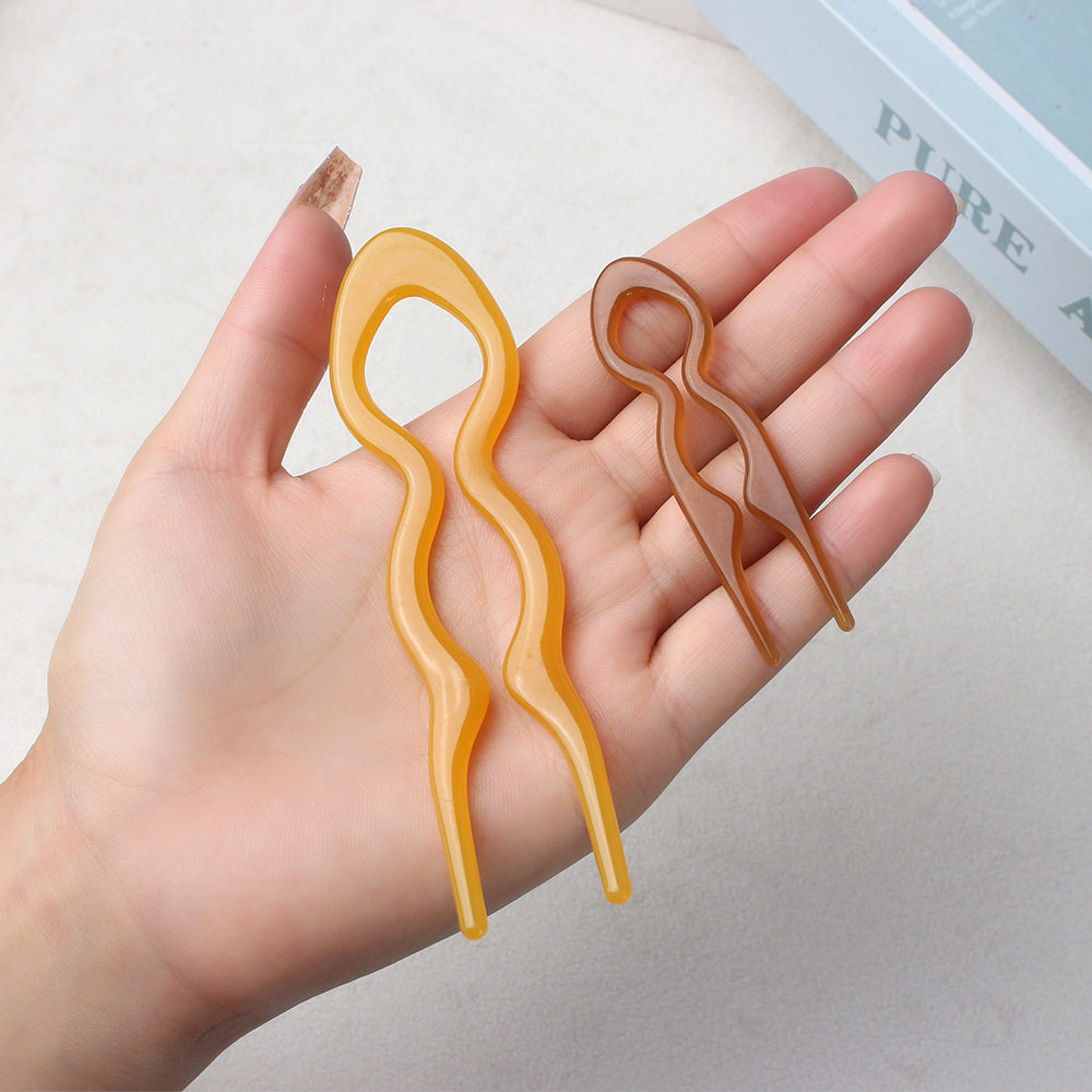 Ins Simple U-shaped Hairpin Women's High-end Feeling Ball Head Disc Hair Headwear 2024 New Style Bright Face Hairpin Elegant Hair Accessories