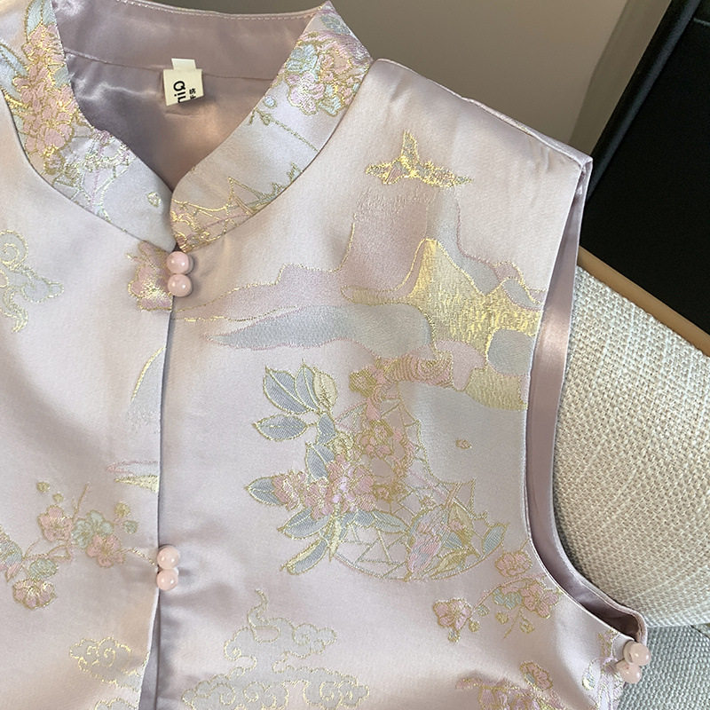 High-Quality Age-Reducing New Chinese-Style Buckle Retro National Trend Ethnic Style Heavy Embroidery Top Vest Cardigan Women's Jacket