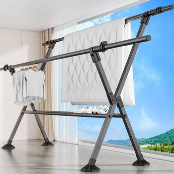 Drying Rack Floor Balcony Household Folding Telescopic Bedroom Clothes Rod Outdoor Indoor Lifting Drying Quilt Artifact