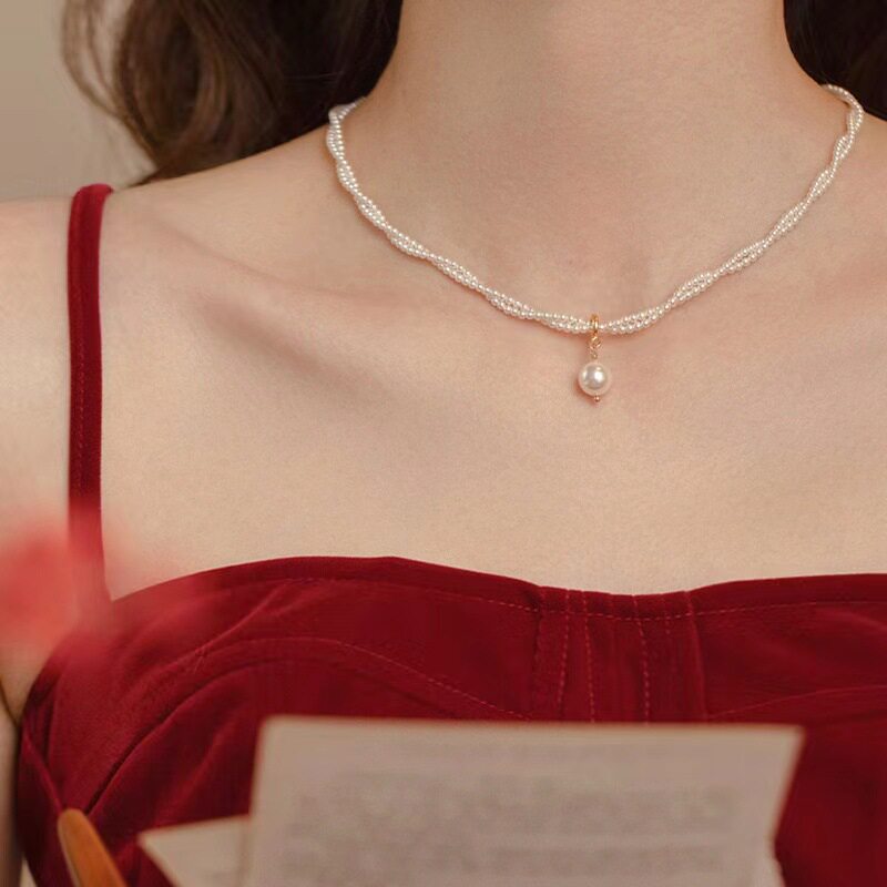 Shijia Ultra-Fine Pearl Necklace for Women 2024 New Double-Layered Clavicle Chain Accessible Luxury Elegant High-End Necklace