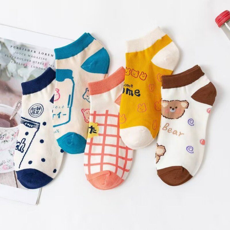 袜子女春秋薄款透气水果袜浅口隐形ins潮可爱日系船袜春夏学生袜