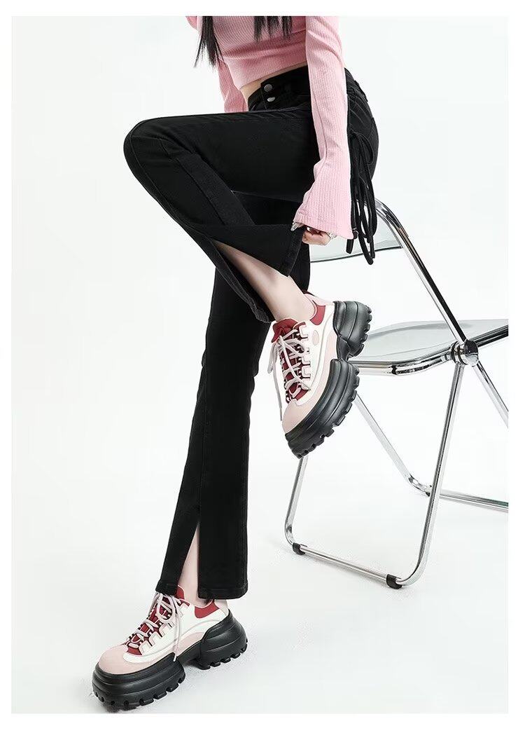 High Waisted Black Flared Jeans for Women Slim Fit Cropped Versatile for Students Spring and Autumn Style Wholesale