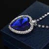 2025 Cross-Border New Ocean Heart Blue Necklace Women's European and American Style Titanic High-End Pendant