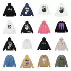 Stu American fashion brand loose-fit autumn and winter hooded sweatshirt with colorful fluffy dice print pattern