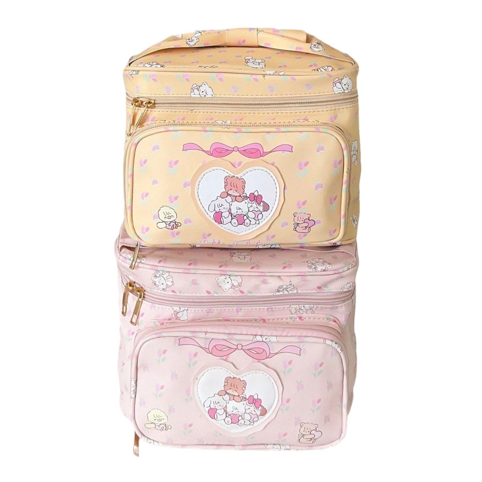 New Cute Princess Makeup Bag Women's Mikko Girl's Heart Storage Bag Large Capacity Travel Square Portable Bag