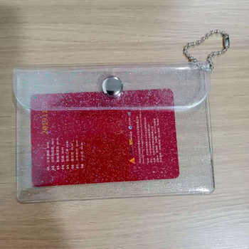 Manufacturer's Ready-Made Pvc Pearlescent Glitter Card Holder Pvc Transparent Student Meal Subway Card Holder Without Back Card Holder Order Logo