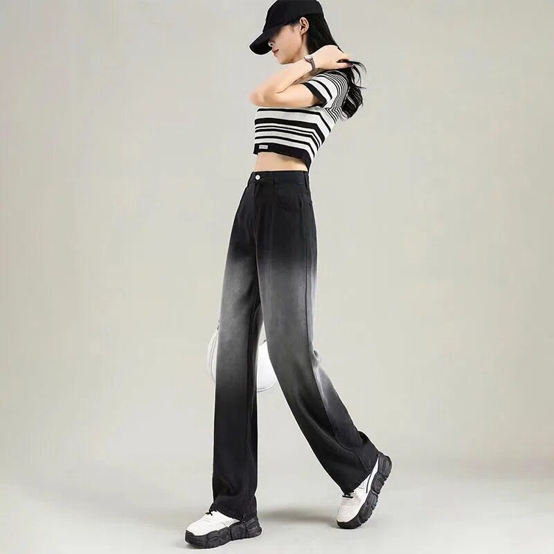 High Waisted Wide Leg Jeans for Women Plus Size Spring Korean Style Flattering Fit Floor Length Wholesale