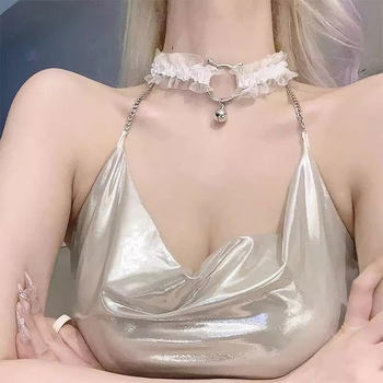 Lace Bell Necklace Women Choker Neck Collar Collar Chain Accessories Neck Strap Distinctive Chain Cat Soft Girl Trendy