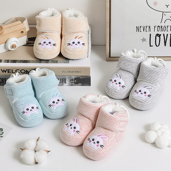 Baby cotton shoes for 6-12 months winter velvet heel soft bottom warm anti-drop newborn baby shoes