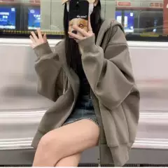 Loose Hooded Sweatshirt for Women Spring and Autumn New Early Autumn Jacket Korean Style Lazy Style Petite Cardigan Top