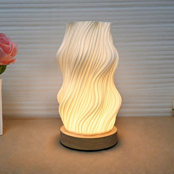 Cream Art Atmosphere Lamp Bedroom Mood High-End Decorative Water Ripple Table Lamp Bedside Night Lamp Plug-In Dry Vase Lamp