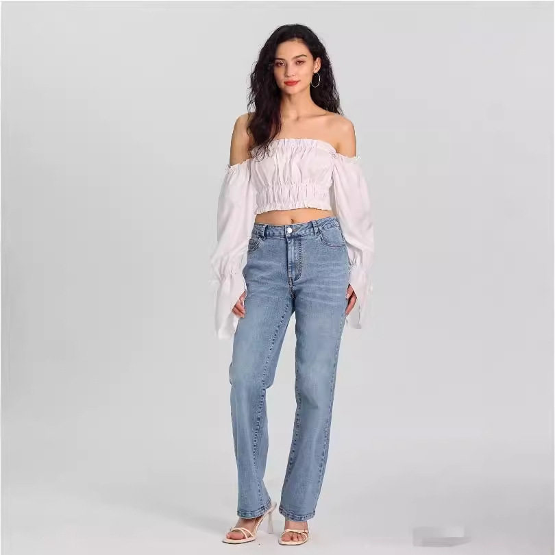 High Waisted Straight Leg Jeans for Women Stretch Denim Casual Style Trendy Fashion Wholesale Available