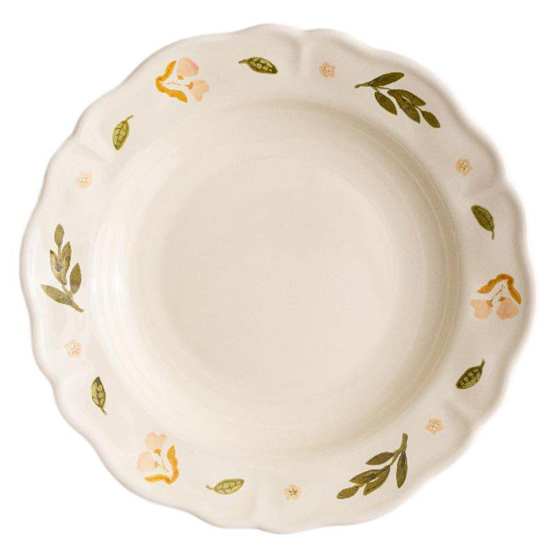 Fresh Cream Style Platycodon Grandiflorum Dish Tableware suit Ceramic Western Food Plate Flower Household Rice Bowl Flat Plate Fish Plate