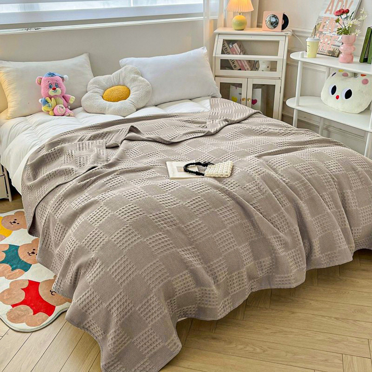 Cotton Jacquard Thread Blanket Office Nap Blanket Summer Skin-Friendly Air-Conditioning Blanket Multi-Purpose Cotton Blanket