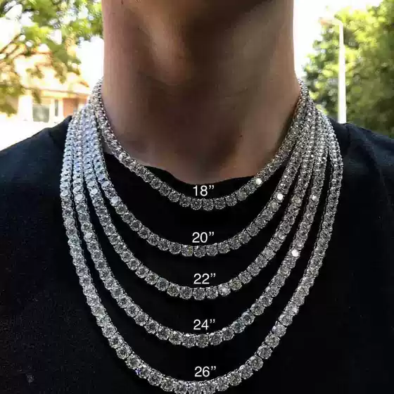 European and American Cross-Border Popular Hip-Hop Zircon Tennis Necklace Jewelry Accessories for Women, High-End Jewelry Full of Diamonds, Men's Necklace