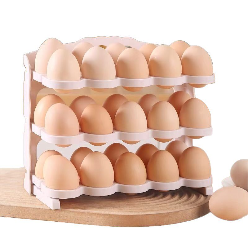 Foldable Egg Carton Refrigerator Side Door Storage Rack Kitchen-Specific Egg Tray Trendy Multi-Layer Egg Organizer