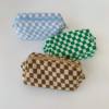 Wool Checkerboard Cosmetic Bag Large Capacity Knitted Storage Bag Autumn and Winter Plaid Knitted Storage Washbag Portable