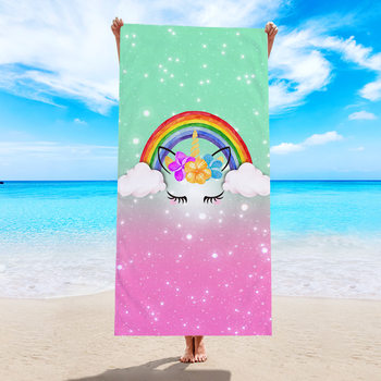 Microfiber beauty salon printed terry cloth beach towel digital swimming bath towel factory wholesale
