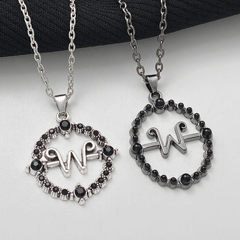 Cross-Border Hot Selling Wednesday Necklace for Men and Women, Fashionable Cut Out Round Letter W Pendant Clavicle Chain Wednesday