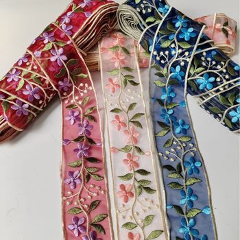 Manufacturer's Ready-Made Organza Lace 7+ Yungui Sichuan Cinnamon and Miao Dai Retro Han Dynasty Ethnic Clothing Embroidered Edge Strips