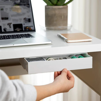Japanese Drawer Storage Box Office Dormitory Desk Bottom Stationery Organizer Box under the Table Punch-Free Invisible Drawer Box