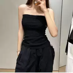 C * S women's clothing 2024 spring new slim-fit elastic texture tube top black 1148191001