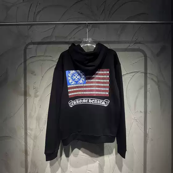 Correct Version of Ch Crowe's New Autumn and Winter Style Horseshoe Sanskrit Printed Zipper Hooded Sweatshirt for Couples