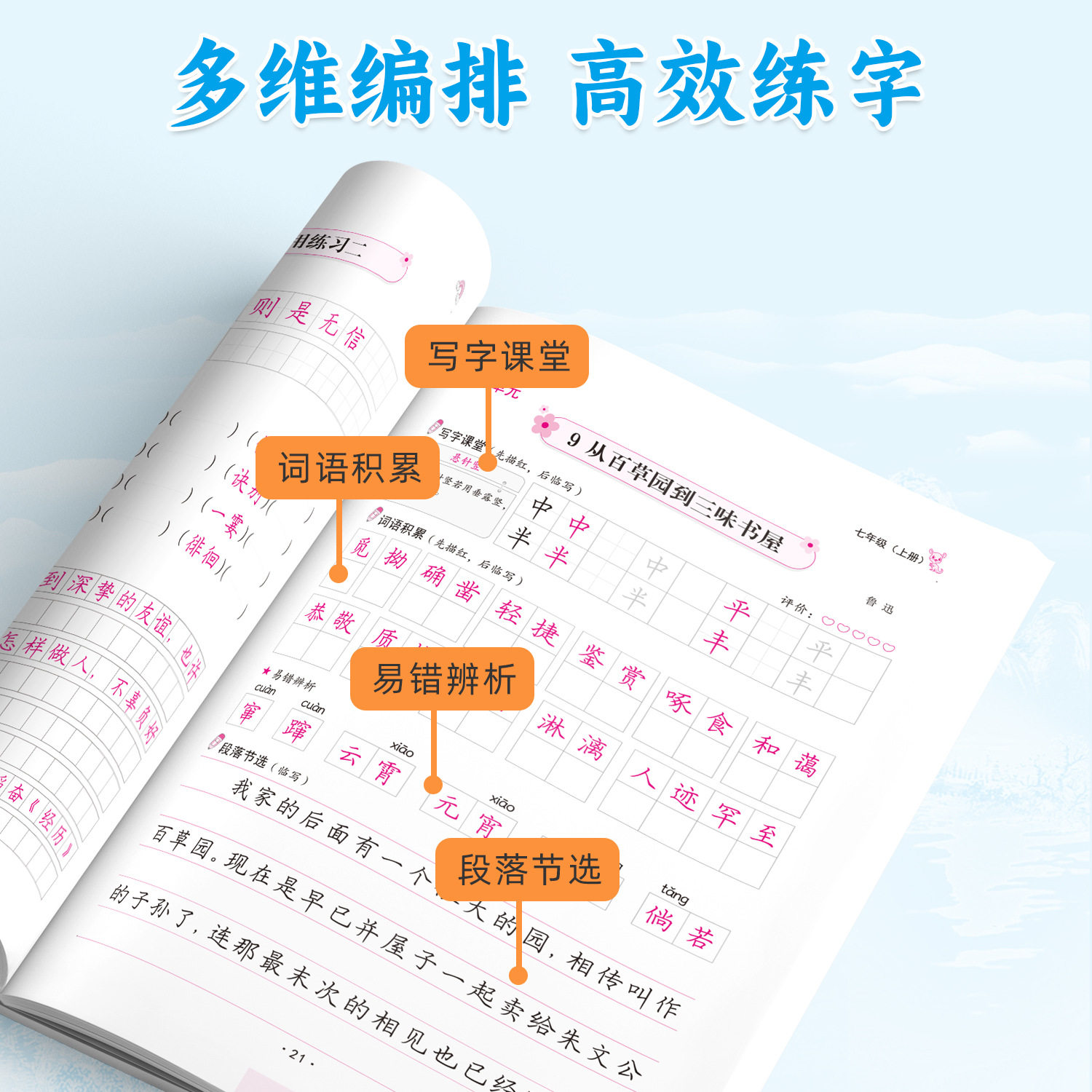 2026 Sima Yan Seventh Grade Chinese and English Copybook for Junior High School Students, Special Handwriting Practice Book Synchronized with the People's Education Press Edition
