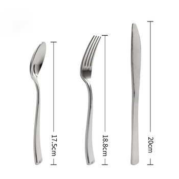 Plastic plating stainless steel color disposable knife and fork spoon Western food silver knife and fork spoon three-piece set of 25 cross-border
