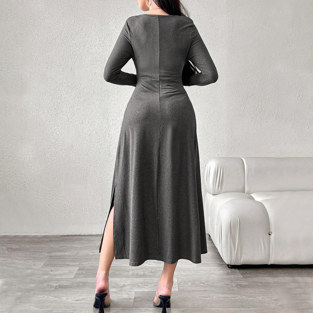 Womens Midi Dress Square Neck Ruched Waist Flattering Fit Spring Summer Fashion Wholesale Available