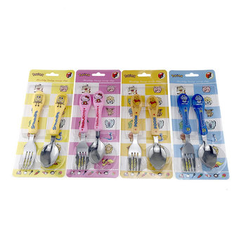 Cartoon children's three-piece student portable tableware suit stainless steel chopsticks spoon Fork travel tableware