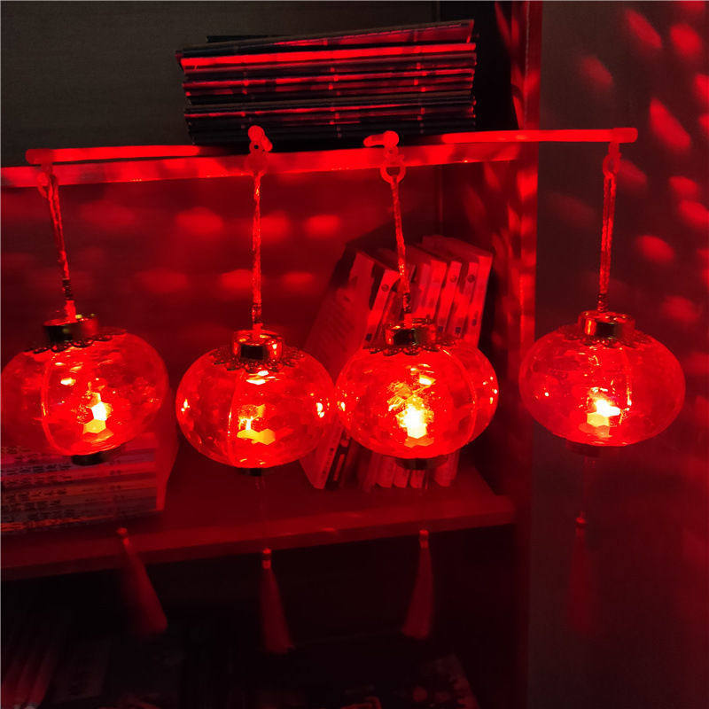 Lantern Festival Satchel Projection Lantern Lantern Crystal Red Lantern Luminous Toy Kidsren's Decoration Spring Festival Stall Small Commodities